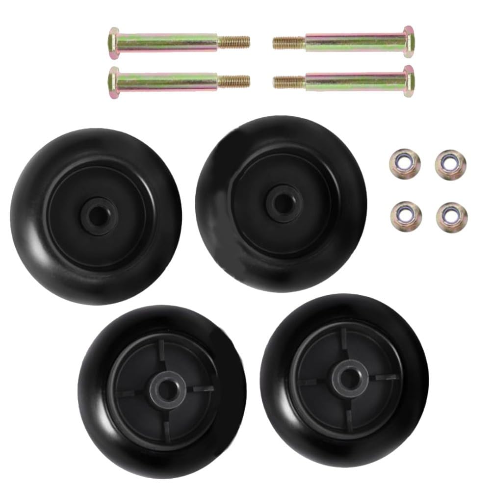 Confezione da 4 ruote per tosaerba 532133957 3471700 1700184 112-0677, ruote di ricambio in plastica robusta per tosaerba da 42 a 54 pollici, facile da montare