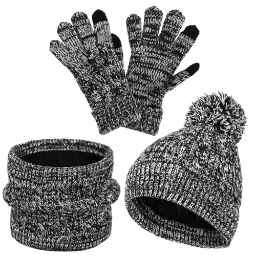 Cozy Winter Accessories Set For Kids, Includes Knitted Beanie, Scarf, And Gloves, Fleece Lined For Ages 5 To 123