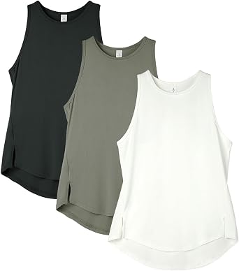 icyzone Womens Racerback High Neck Athletic Tank Tops for Workout Yoga Running Pack of 3