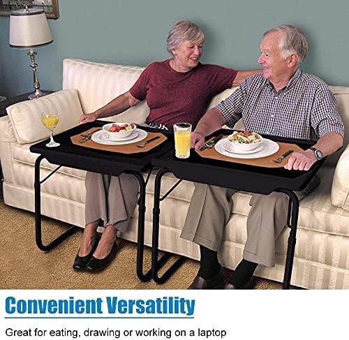 WAHHWF Adjustable Folding TV Dinner Tray Table Black, Extra Large Tray Table for Bed or Chair, Couch Table Trays for Eating Snack Food Laptop (Color : Black)