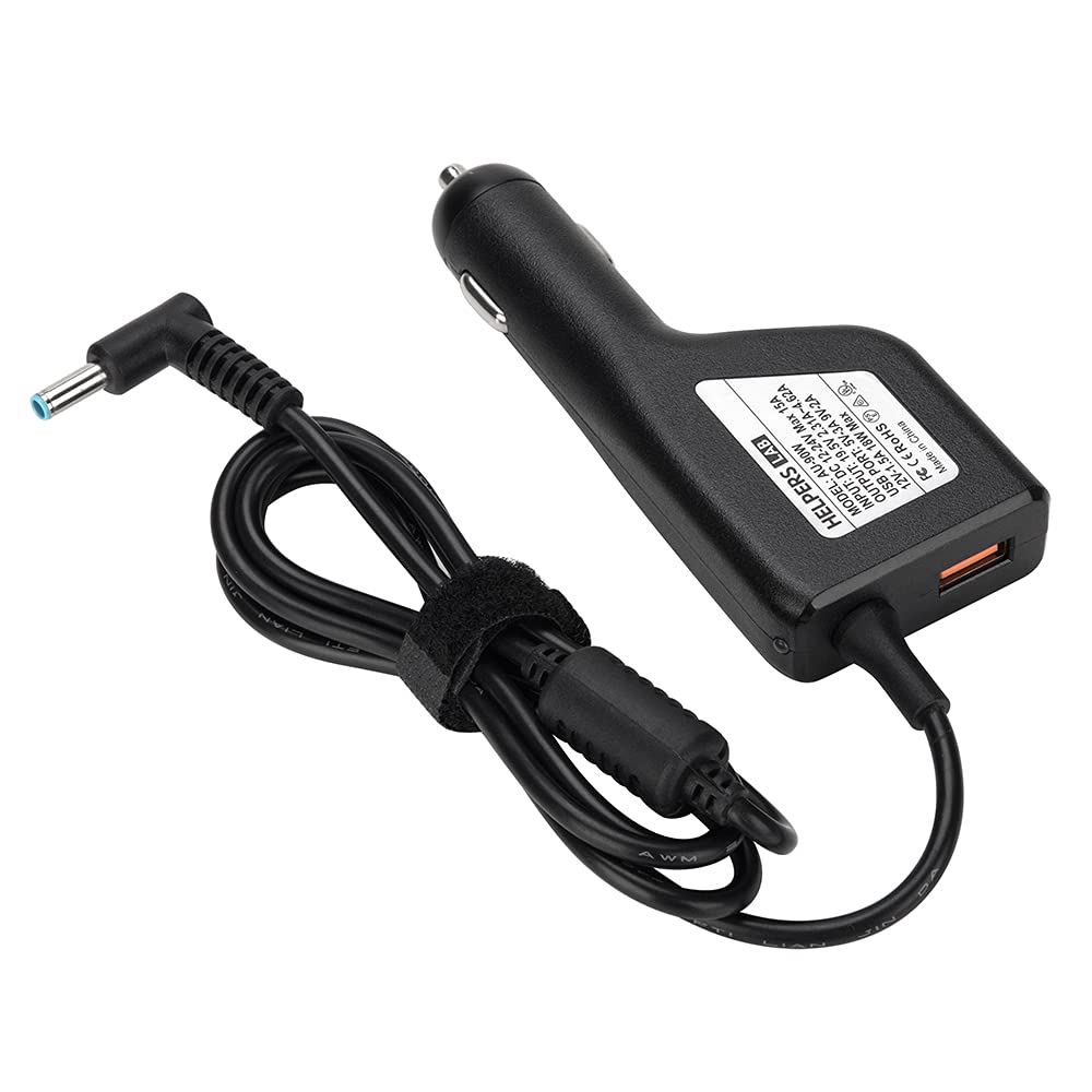 HELPER 19,5V 4,62A Caricabatterie da Auto per HP Laptop Envy4 Envy6 EliteBook TouchSmart Folio Pavilion Stream Spectre Zbook chromebook 90W 65W 45W Connettore Blu
