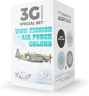 AK Acrylics 3Gen Aircraft Set AK11739 WWII Finnish Air Force Colors Set 3G (4x17ml)
