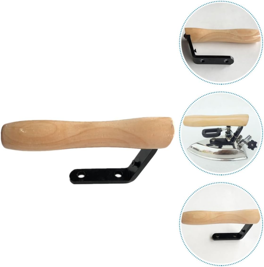 Steam Iron Handle Replacement Wood Handle for Garment Steamer Grip with Precise and Effective Ironing, Sturdy Wood and Iron Material Suitable for Home and Travel Use
