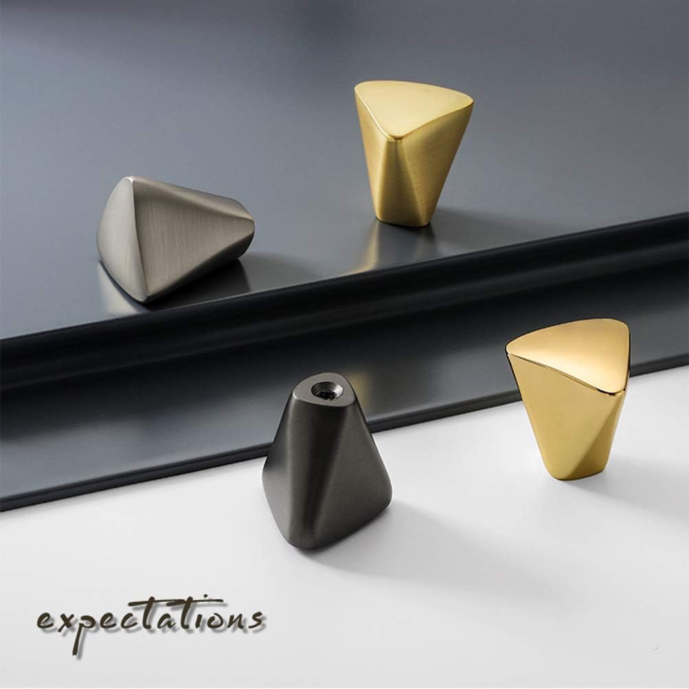 Myxekllo 4 Pieces Gold Triangle Cabinet Knob, Brass Cabinet Dresser Drawer Knobs Hardware Handle Kitchen Cupboard Knobs Small Drawer Knobs