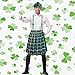 JcHrmers 4 Pcs Irish Plaid Green Kilt Scottish Hat with Pompom and Stockings Suspenders for Women Men St Patrick's Days Dress up