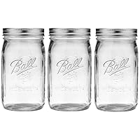 Vista 29 de Ball Frascos de vidrio de boca ancha con tapas y bandas, usados para conservas, encurtidos, jugo, mermelada, gelatina, tamaño de cuarto de galón