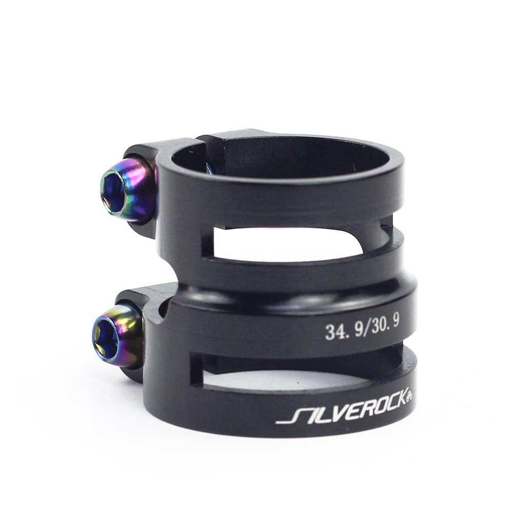 Collarino Reggisella Morsetto collare reggisella doppio in alluminio 27.2/31.8mm .8 34.9mm 30. for bici da strada MTB telaio in carbonio Balance Bike(Up 34.9 down30.9 BL)