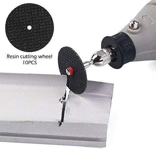 Keyohome 60Pcs Diamond Cutting Disc Kits, 1/8" Shank Mini Cut Off Wheel Rotary Tool Accessories with 5Pcs Mandrels for Plastic Metal Wood Stone