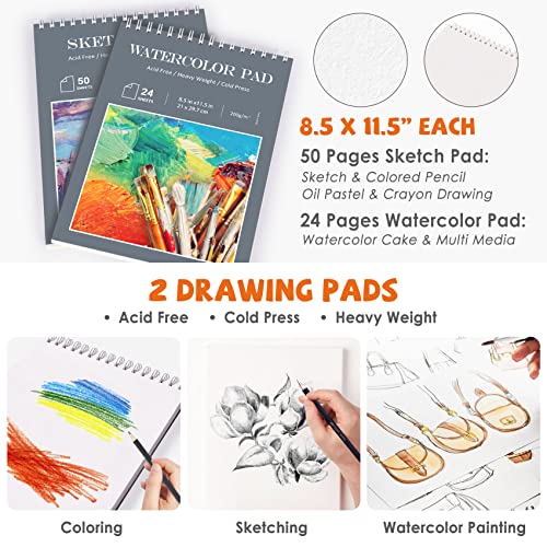 146 Piece Deluxe Art Set with Easel, Wooden Art Box with 2 Drawing Pad, Drawing Kit with Crayon,Oil Pastel,Colored… - Image 5