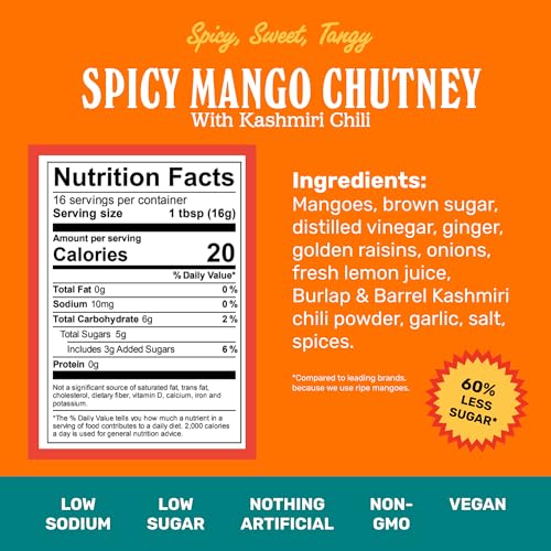 image for Brooklyn Delhi Spicy Mango Chutney - 9 Ounces - Made with Ripe Mangos,