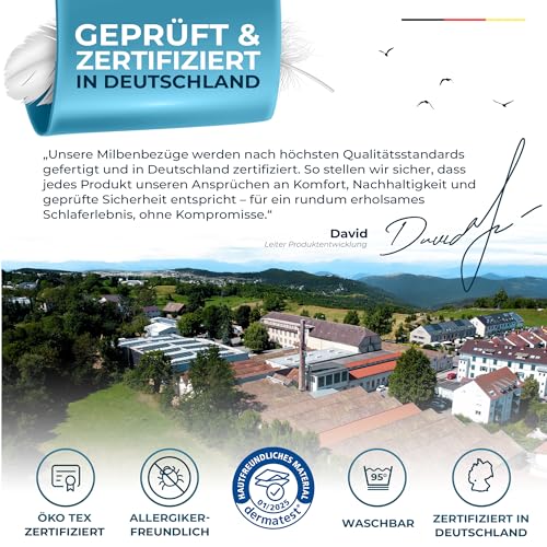 Glückstoff® Milbenbezug Bettdecke 135x200 [Zertifiziert IN Deutschland] - Allergie Bettwäsche Anti Milben - Allergiker-Bettwäsche - Anti Milben Bettbezug Encasing Deckenbezug - Milbenschutzbezug