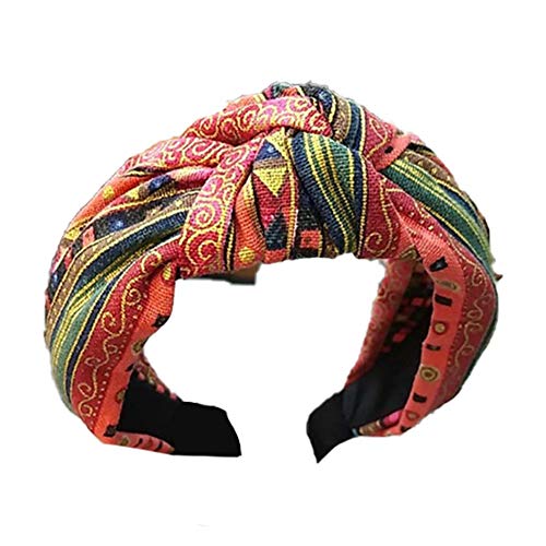 sanguiner Ampio Bordo Stampato Fascia Lino Nazionale Stile Etnico Elastico dell'involucro della Testa del Tessuto annodata Fasce dei Capelli della Forcella dell'ornamento Accessori Banda Larga