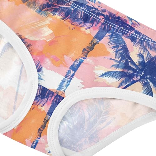 Cotton Toddler Girls Underwear Tropical Sunset Palm Tree Pink Girl Panties Cute Fancy Briefs Undies Kids 2t4
