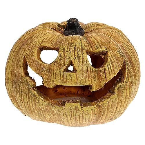 CORHAD Pumpkin Shaped Reptile Hideout Cave Durable Resin Turtle Hiding Place for Reptile Tank Decoration for Bearded Dragons Snakes and Tortoises Lifelike Design