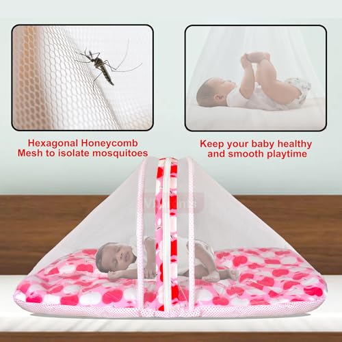 Image of VParents Baby Feeding Pillow Bedding Set with Mosquito net and Sleeping Bag Combo Cheeky Cheeky (Pink) 110503