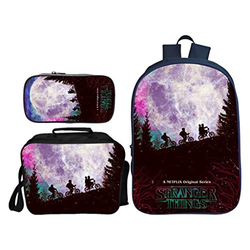 Mochila Stranger Things Niña  3 Escolar Traje de Tres Piezas Niños Adolescente Primaria