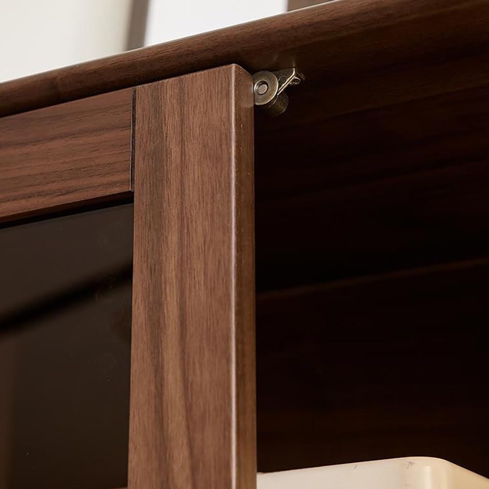 Gabinete de Bar de Vinos Industrial Vitrina de 200cm Altura Madera Maciza, Mueble Almacén Nogal-Cristal para Estudio, Dormitorio y Salón