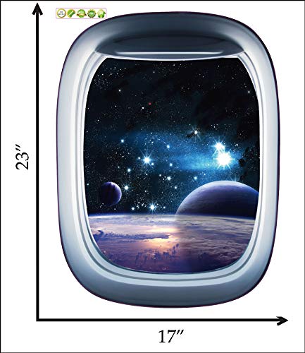 3D Wallpaper 3Pcs Sunrise View From The Airplane Window Wall Decals Removable Wall Stickers Waterproof Wall Art Wall Murals Peel And Stick Wall Decor For Bedroom Living Room Nursery (Spaceshipwindow) #TOP5