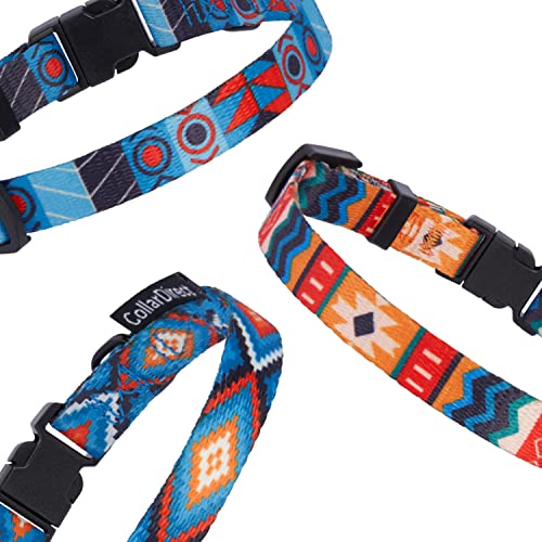 CollarDirect Hundehalsband für kleine, mittelgroße und große Hunde oder Welpen, niedliches einzigartiges Design mit SchnellverschlussSchnalle, Tribalethnisches Aztekenmuster (Ethnisch, 19-27 cm)