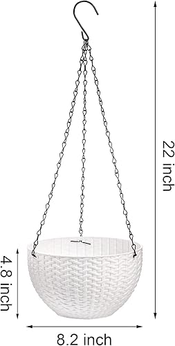 Miniatura 2 de Foraineam Paquete de 4 macetas colgantes de riego automático de 8.2 pulgadas, maceta de jardín para plantas, maceta colgante con escurridor y cadena