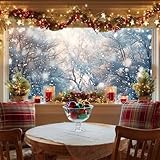 HOMETITUTE Snowy Winter Trees Window Film Frosted Glass Cover Scenic Decal Removable Sticker Holiday Seasonal Decoration for Living Room Bedroom Office Shop Glass Door Party Decor 39.3 × 17.7 Inch