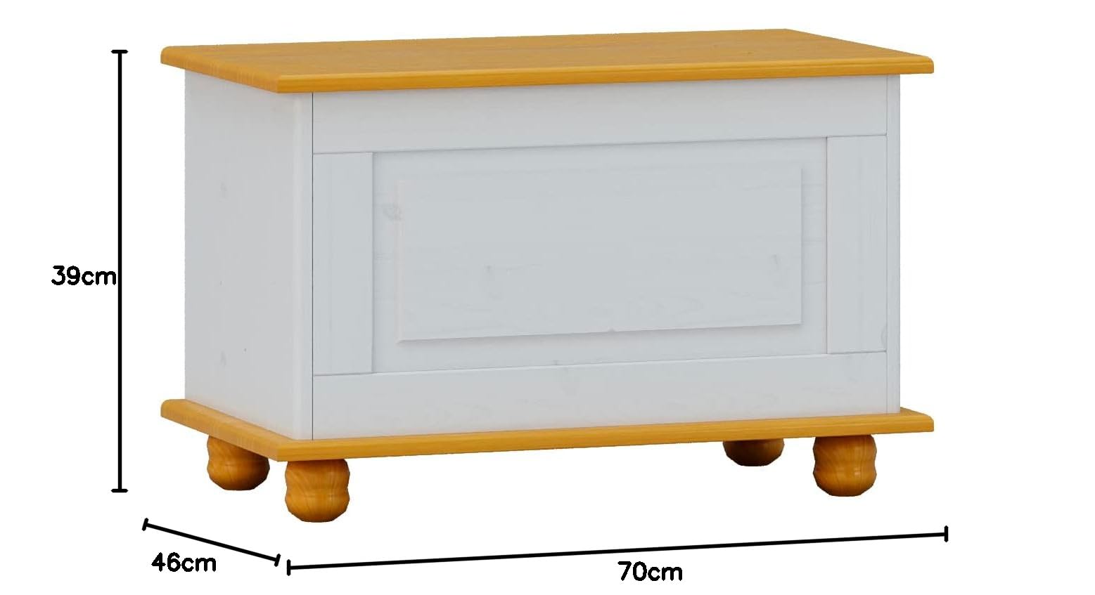 Moblit Baul con Puerta Abatible Realizado en Madera de Pino Maciza Sin Barnizar Serie Canet Medidas (46x70x39) cm (AtoxAnchoxFondo) Robusto y Duradero