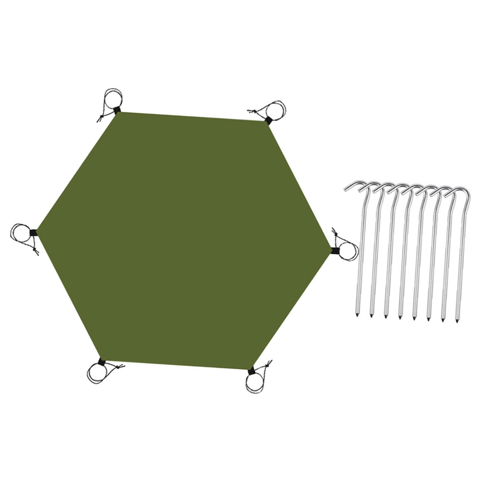 Yiju Hexagonal Ground Sheet for Camping and Outdoor Activities, with 6 Tent Stakes