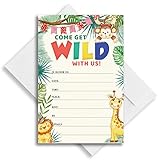 Haizct Jungle Animals Party Celebration Invitations with Envelopes (30 Count) for Birthday Party Bri