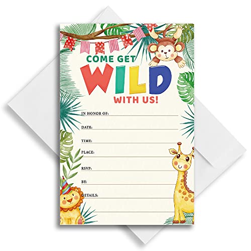 Haizct Jungle Animals Party Celebration Invitations With Envelopes (30 Count) For Birthday Party Bridal Showers Baby Showers Graduations Dinner Parties Soirees Bachelorette Parties #TOP30