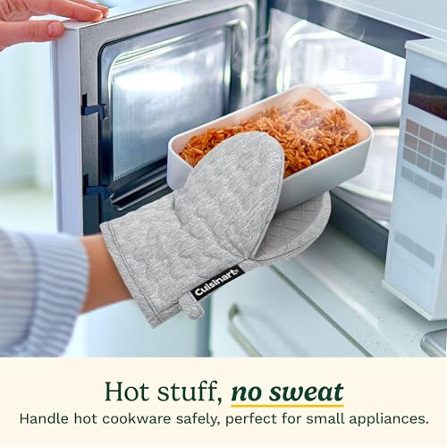 Image of Cuisinart ShieldPro Mini Silicone Oven Mitts, 2-Pack 5.5 inchx8.5 inch, 450F | Non-slip grip on hot cookware, hangs neatly by the stove, cotton lining adds comfort, ambidextrous for smaller hands