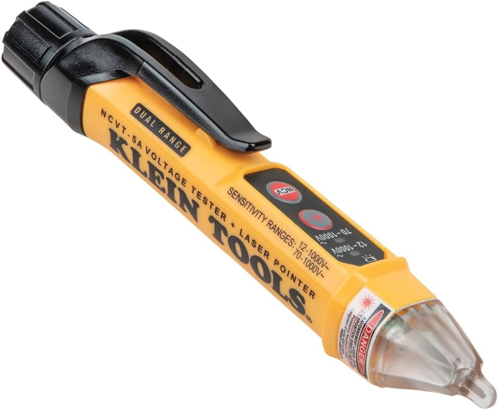 NCVT-5A Voltage Tester, Non-Contact Dual Range Voltage Tester Pen with Integrated Laser Pointer and Visual and Audible Alerts