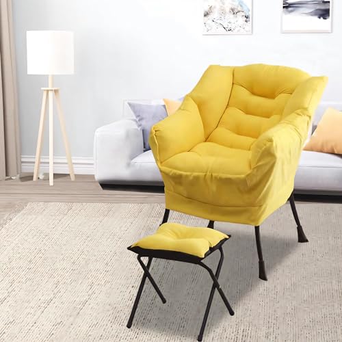 Sillón plegable moderno tela velvet amarillo miniatura 2
