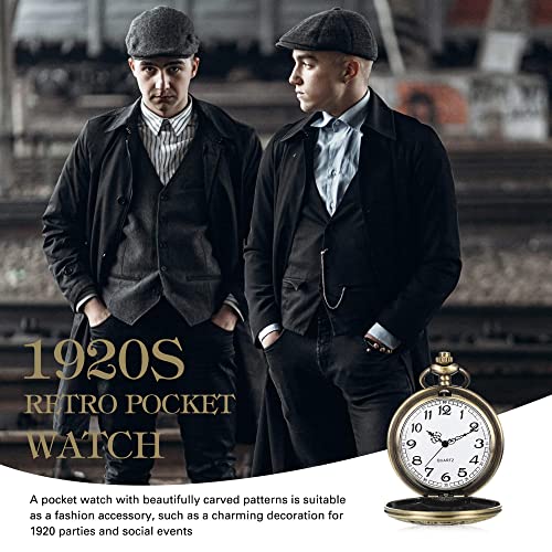 Yaomiao Vintage Pocket Watch Smooth Quartz Pocket Watch with Chain Roman Numerals Pocket Watch Antique Pocket Watch for Men Women Dad Birthday Anniversary Day - Image 5