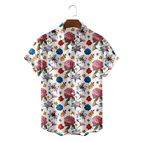 Chemise hawaïenne blanche et rouge à fleurs pour vos soirées plage et barbecues d'été