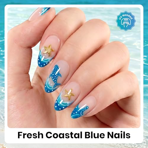 Image of Beetles Blue Gel Polish Set - Ocean Haven Collection, Summer Tropical Teal Mint Green Blue Bright Gel Polish Kit, Beach Vacation Ocean-Inspired Colors, UV LED Soak Off Gel Nail Kit for DIY Nail Art