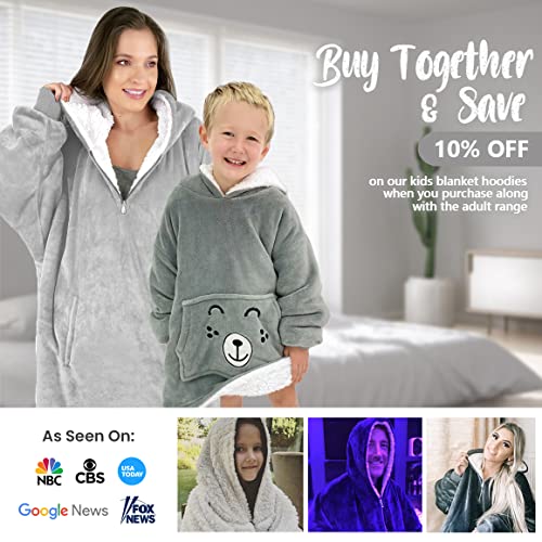 Trekki Oversized Sherpa Fleece Wearable Blanket Hoodie with Quarter Zip — view 7