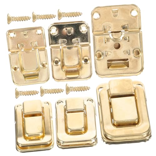 Generic Antique Style 6 Pack Iron Hasp Latch Buckles Locking Latches for Jewelry Box Cabinet Furniture Rustproof Sturdy