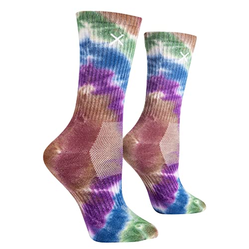 Image of Odd Sox - Basix Unisex Tie Dye Collection Crew Socks - Soft Cotton Blend, Breathable Cushioned Fit, Medium & Large Sizes