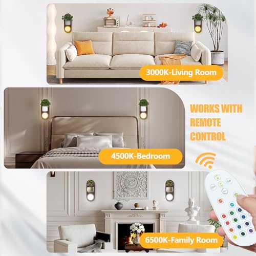 fnmobe Battery Operated Wall Sconce with Shelf Set of 2,Rustic Candle Holder with Rechargeable Wall Lights for Living Room,12 Colors Wall Lamps for Bedroom Living Room Hallway Home Decor, Brown