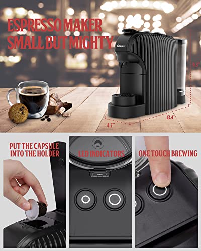 Gretess Espresso Machine, Coffee Machine Programmable Buttons For Espresso And Lungo, Capsule Coffee Maker, Italian 20 Bar High Pressure Pump, 34 Oz Water Tank, Black, Opt-07Mb #TOP4