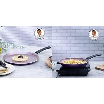 Wonderchef Valencia Dosa Tawa Purple, 28 cm, 1 Year Warranty(Non-Stick Coating) Valencia Frying Pan, 1.5 litres 24 cm, 1 Year Warranty (Aluminium, Purple)