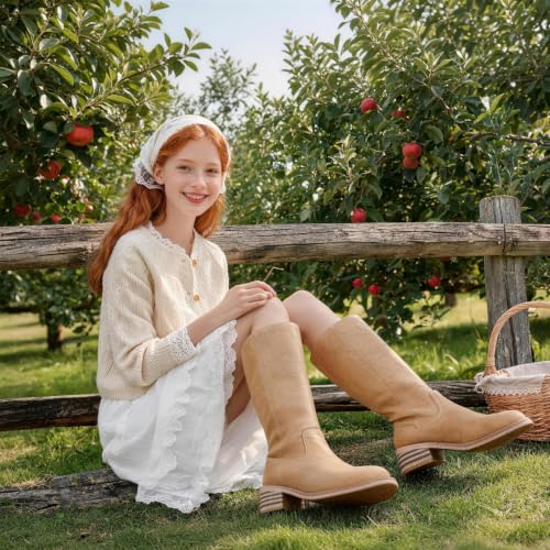 Image of UBWDU Women's Knee High Boots Chunky Block Heel Long Boots Square Toe Low Heel Boots for Women