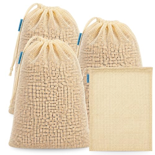 Malla coccion, bolsa de cocina para coccion, malla para legumbres y hortalizas, Reutilizables, Tamaño 41 x 29 cm, Capacidad hasta 5 Kg, 3 Unidades