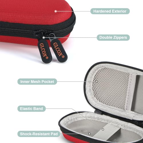 Image of Red Mini Portable Case for Kardiamobile EKG Heart Monitor, Hearing Aids, In Ear Monitor - Small IEM Carrying Case Hard Earbud Pouch for Wired Earbuds, Earpods, Earplug, Keychain, Coin, Cable