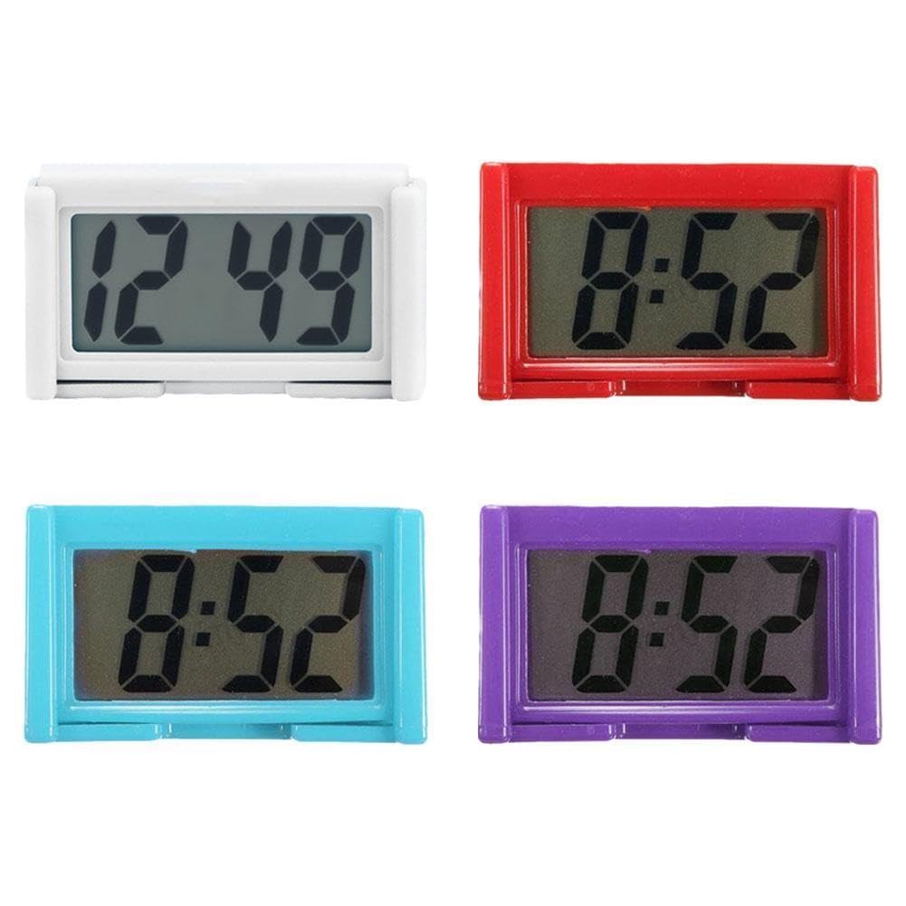 Horloge Numérique Voiture Adhésive - Affichage Heure Et Date, LCD Rétroéclairé, Alimentation Pile