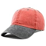 The Hat Depot Cotton Pigment Dyed Low Profile Six Panel Cap (Red Black)