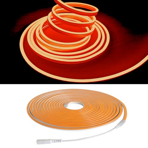 Image of dobestyou Orange Neon LED Strip Lights - 16.4ft (5M) 12V DC 600 SMD2835 LEDs Waterproof Flexible Rope Light for Indoor /Outdoor Decor (Includes Power Adapter)