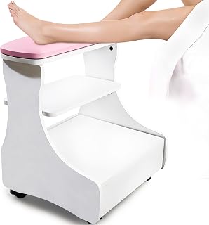 Kalolary Pedicure Foot Rest, Manicure Foot Rest with Wheels PU Leather Home Beauty Footrest Pedicure Foot Stool Stand for Easy-at Home Salon Use