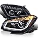 Spec-D Tuning Glossy Black Led Bar Projector Headlights + Signal Lamps Compatible with Chevrolet Malibu 2008-2012 L+R Pair Head Light Lamp Assembly
