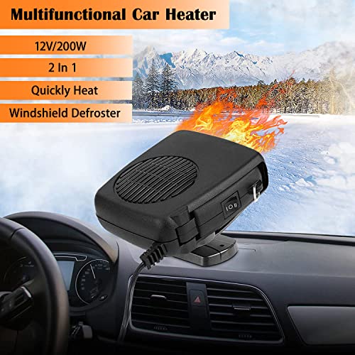 12V 200W Car Heater,2 in 1 Fast Heating & Cooling Function Heater Auto Heating Fan Portable Car Defrost Defogger Plug in Cigarette Lighter (12V)